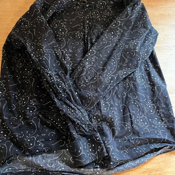 Panhandle Shirt Men's L Black Paisley 100% Cotton Long Sleeve Pearl Snap Western - Picture 2 of 4